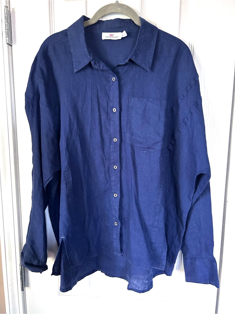 Vineyard Vines 100% Linen Navy Button Down Shirt Size 8
